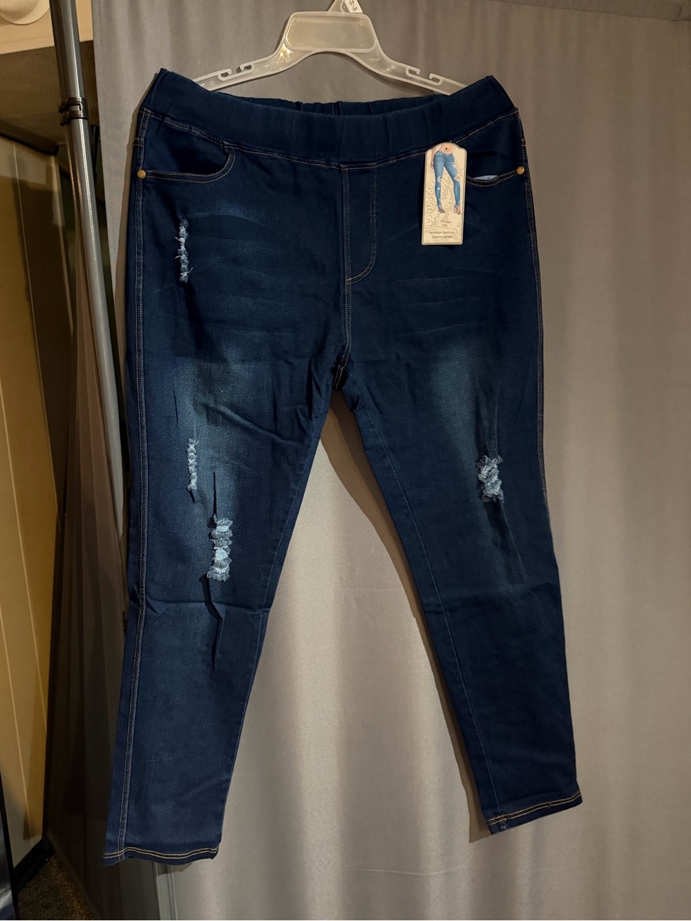 Dark Blue Distressed Women's Jeggings